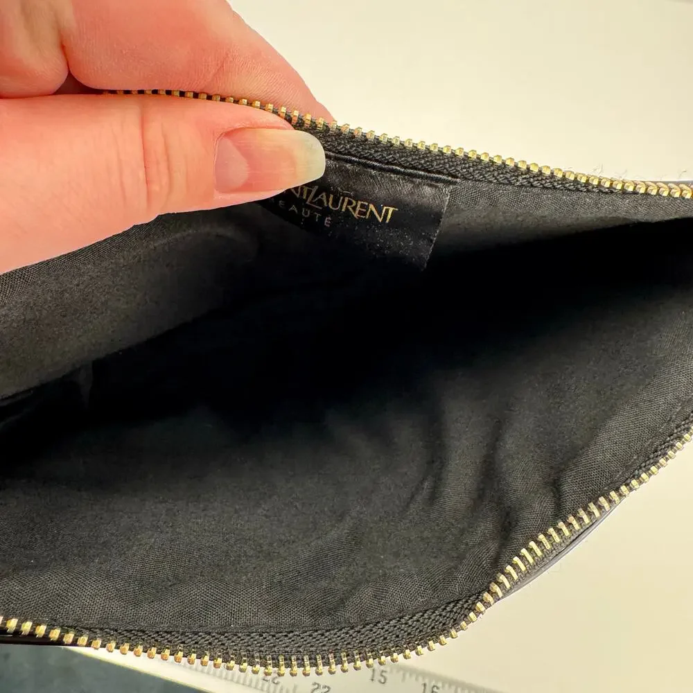 YSL Beaute Black is Bold Patent Faux Leather Zip Makeup Bag Clutch Case‎ Basic